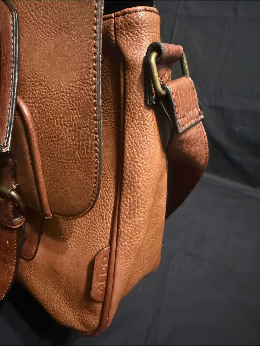 ALDO Brown Leather Satchel Briefcase with Buckle Detail